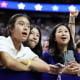 Supporters cheer at a Kamala Harris a campaign rally in Las Vegas on Aug. 10, 2024. 